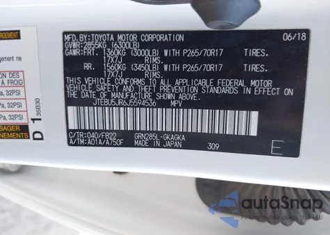 2018 Toyota 4Runner Sr5 from USA, damaged, VIN JTEBU5JR6J5594536